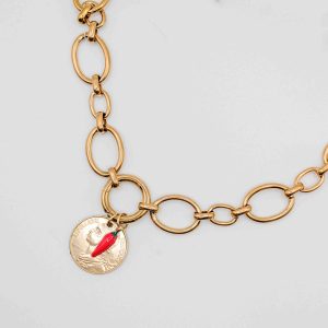 Collier Zélie piment et pièce de franc année personnalisable